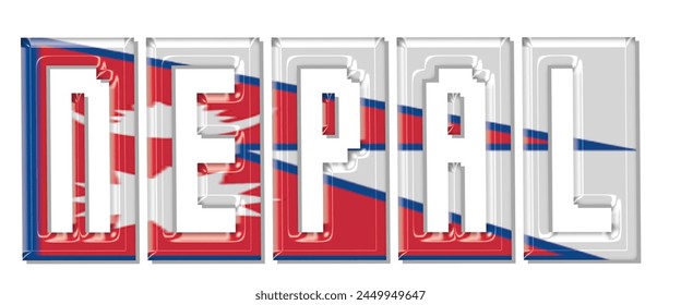 Nepal flag text font, 3D Nepal flag colorful background, Nepal flag vector illustration