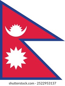 Nepal bandeira vetor ilustração design isolado no fundo branco com cores reais, tamanho padrão, proporções corretas para o dia da república do Nepal 28 de maio, banners, cartazes, folhetos, propósitos educacionais