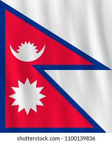 Nepal flag with waving effect, official proportion.