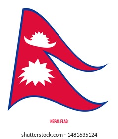 Nepal Flag Waving Vector Illustration on White Background. Nepal National Flag.