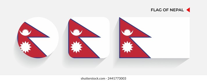 Nepal Flags arranged in round, square and rectangular shapes