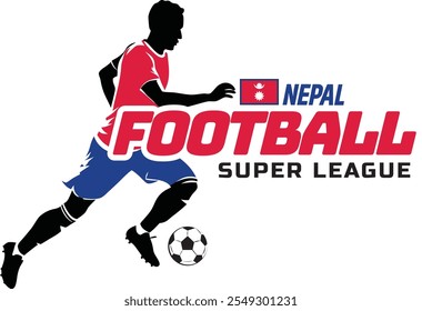 Nepal football league, Soccer ball, Football logo, Footballer Kick the Ball isolated on white background, Vector Illustration