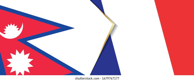 Nepal and France flags, two vector flags symbol of relationship or confrontation.
