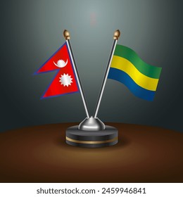 Nepal and Gabon table flags relation with gradient backgrund. Vector Illustration