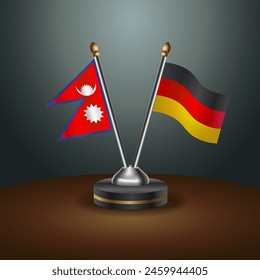 Nepal and Germany table flags relation with gradient backgrund. Vector Illustration