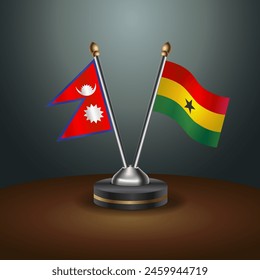 Nepal and Ghana table flags relation with gradient backgrund. Vector Illustration