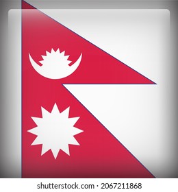 Nepal Glossy 3D Square Country Flag Icon