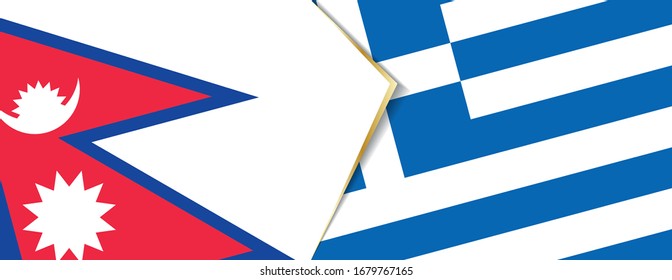 Nepal and Greece flags, two vector flags symbol of relationship or confrontation.