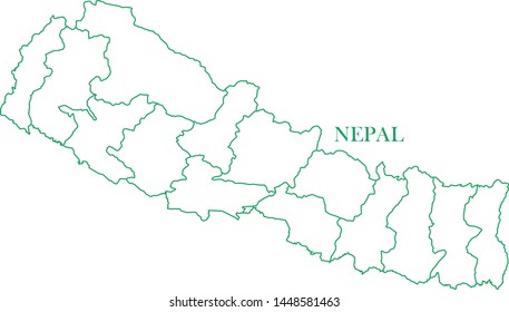 Nepal green line map vector