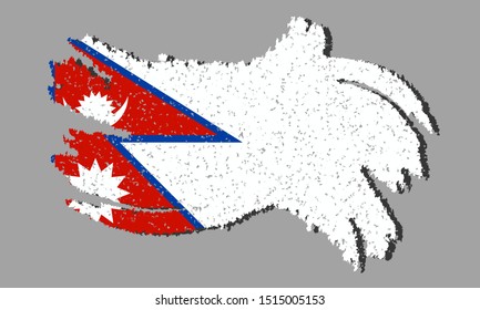 Nepal grunge flag, Nepal flag with shadow on isolated background, vector illustration