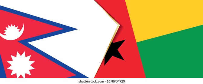 Nepal and Guinea-Bissau flags, two vector flags symbol of relationship or confrontation.