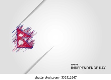 Nepal Happy independence day scribble flag. Hand drawn Country flag on Gray crumbled paper. vintage background wallpaper vector illustration.