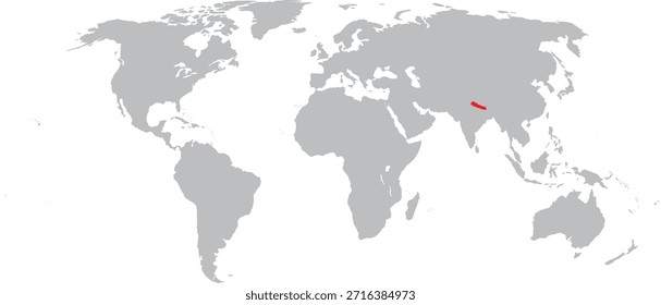 Nepal destacado en el diseño del Vector del mapa mundial
