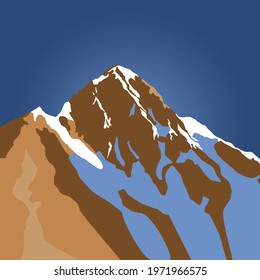 Nepal Himalayas mount vector illustration. Adventure tourism. Nature landscape.
