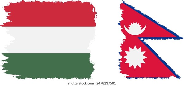 Nepal y Hungría grunge banderas conexión, Vector