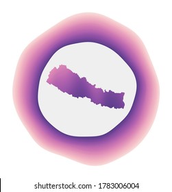 Nepal icon. Colorful gradient logo of the country. Purple red Nepal rounded sign with map for your design. Vector illustration.