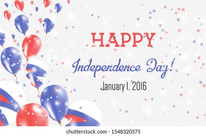 Nepal Independence Day Greeting Card. Flying Balloons in Nepal National Colors. Happy Independence Day Nepal Vector Illustration.