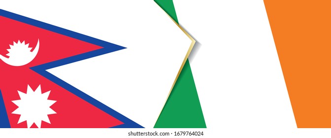 Nepal and Ireland flags, two vector flags symbol of relationship or confrontation.