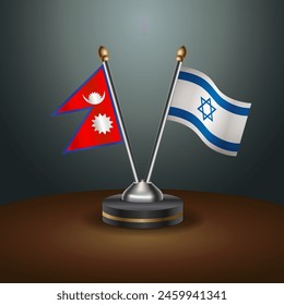 Nepal and Israel table flags relation with gradient backgrund. Vector Illustration