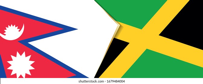 Nepal and Jamaica flags, two vector flags symbol of relationship or confrontation.