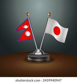 Nepal and Japan table flags relation with gradient backgrund. Vector Illustration