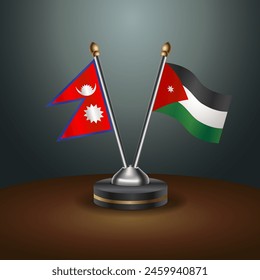 Nepal and Jordan table flags relation with gradient backgrund. Vector Illustration