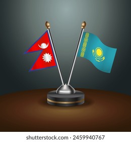 Nepal and Kazakhstan table flags relation with gradient backgrund. Vector Illustration