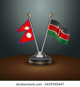 Nepal and Kenya table flags relation with gradient backgrund. Vector Illustration