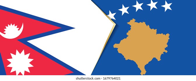 Banderas de Nepal y Kosovo, dos banderas vectoriales símbolo de relación o enfrentamiento.