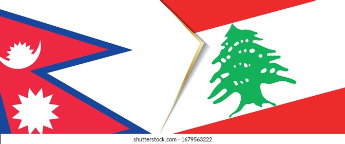 Nepal and Lebanon flags, two vector flags symbol of relationship or confrontation.