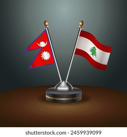 Nepal and Lebanon table flags relation with gradient backgrund. Vector Illustration