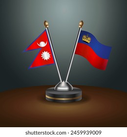 Nepal and Liechtenstein table flags relation with gradient backgrund. Vector Illustration