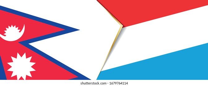 Nepal and Luxembourg flags, two vector flags symbol of relationship or confrontation.