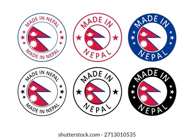 Nepal Feito em Carimbo em círculo com bandeira Modelo Vetor no fundo branco
