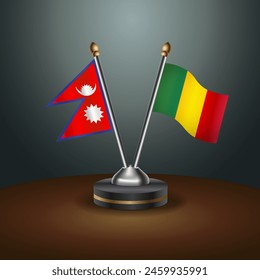 Nepal and Mali table flags relation with gradient backgrund. Vector Illustration