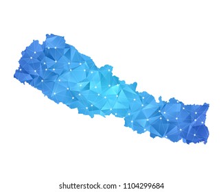 Nepal Map - Abstract geometric rumpled triangular low poly style gradient graphic on white background , line dots polygonal design for your . Vector illustration eps 10.