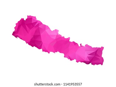 nepal Map - Abstract geometric rumpled triangular low poly style gradient graphic on white background , line dots polygonal design for your . Vector illustration