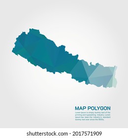 Nepal Map Abstract geometric rumpled triangular low poly style gradient graphic on white background