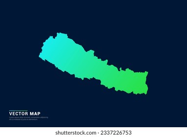 Mapa nepalí del concepto azul gradiente abstracto con vector de efecto de luz de tecnología.