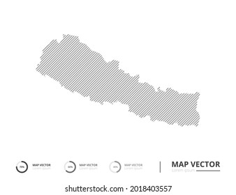 Nepal map abstract line gray on white background vector for presentation. Creative concept for infographic.