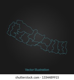 Nepal map - Abstract mash line and point scales on dark background with Nepal. flat design style, clean and modern. Vector Illustration eps10