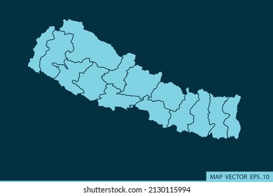 Mapa de Nepal, Línea de mash abstracto y escalas puntuales en el fondo oscuro para el logo del mapa de diseño de tu sitio web, aplicación, ui, Viajes. Ilustración vectorial eps 10.