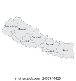 Nepal map. Map of Nepal in administrative provinces 