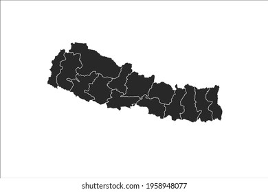 Nepal Map black Color on White Backgound