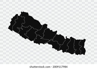 Nepal map black Color on Backgound png