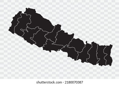 Nepal Map black Color on White Background quality files Png 