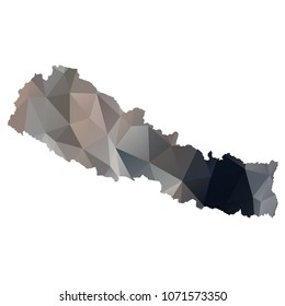 nepal map - Black, grey, geometric rumpled low poly style gradient graphic background, polygonal design for your. Vector illustration eps 10.