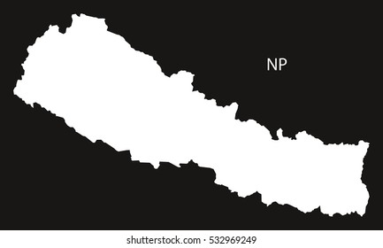 Nepal Map black and white illustration