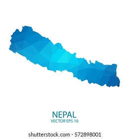 Nepal map - blue geometric rumpled triangular low poly style gradient graphic background , polygonal design for your . Vector illustration eps 10.
