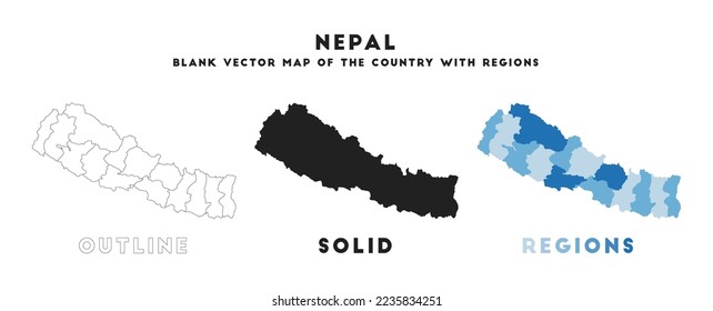Landkarte von Nepal. Grenzen von Nepal für Ihre Infografik. Vektorlandform. Vektorgrafik.